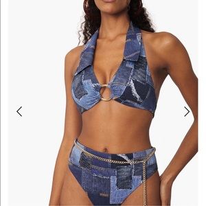 COPY - WeWoreWhat patchwork denim bikini set